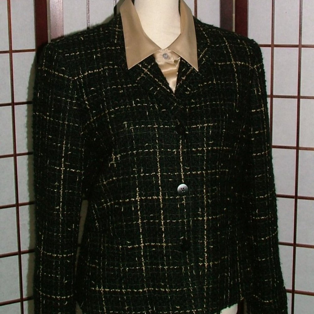 Liz Claiborne Collection, Black and Gold Jacket with coordinating Blouse.